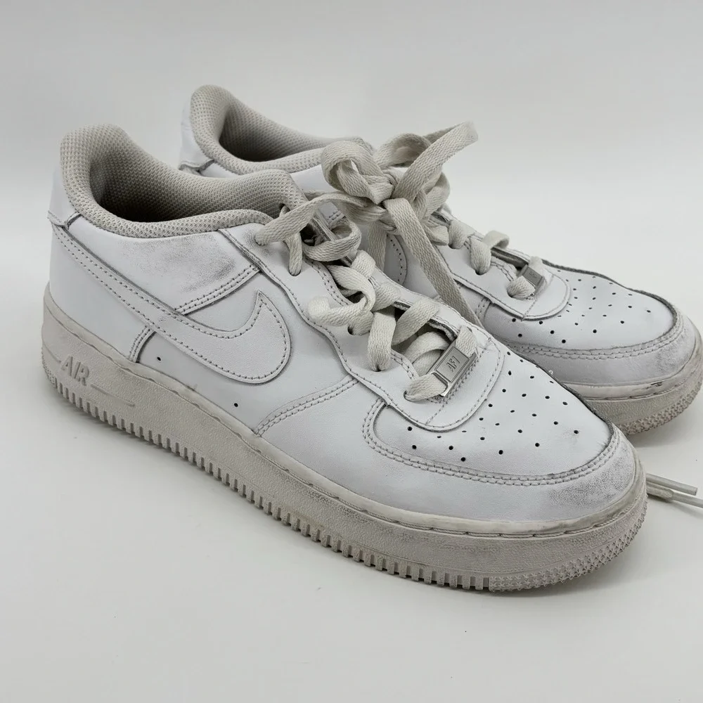 Nike Air Force One Sz US Kids 6.5Y-Wmns 5.5-Triple White‎ Low Cut Shoes Leather